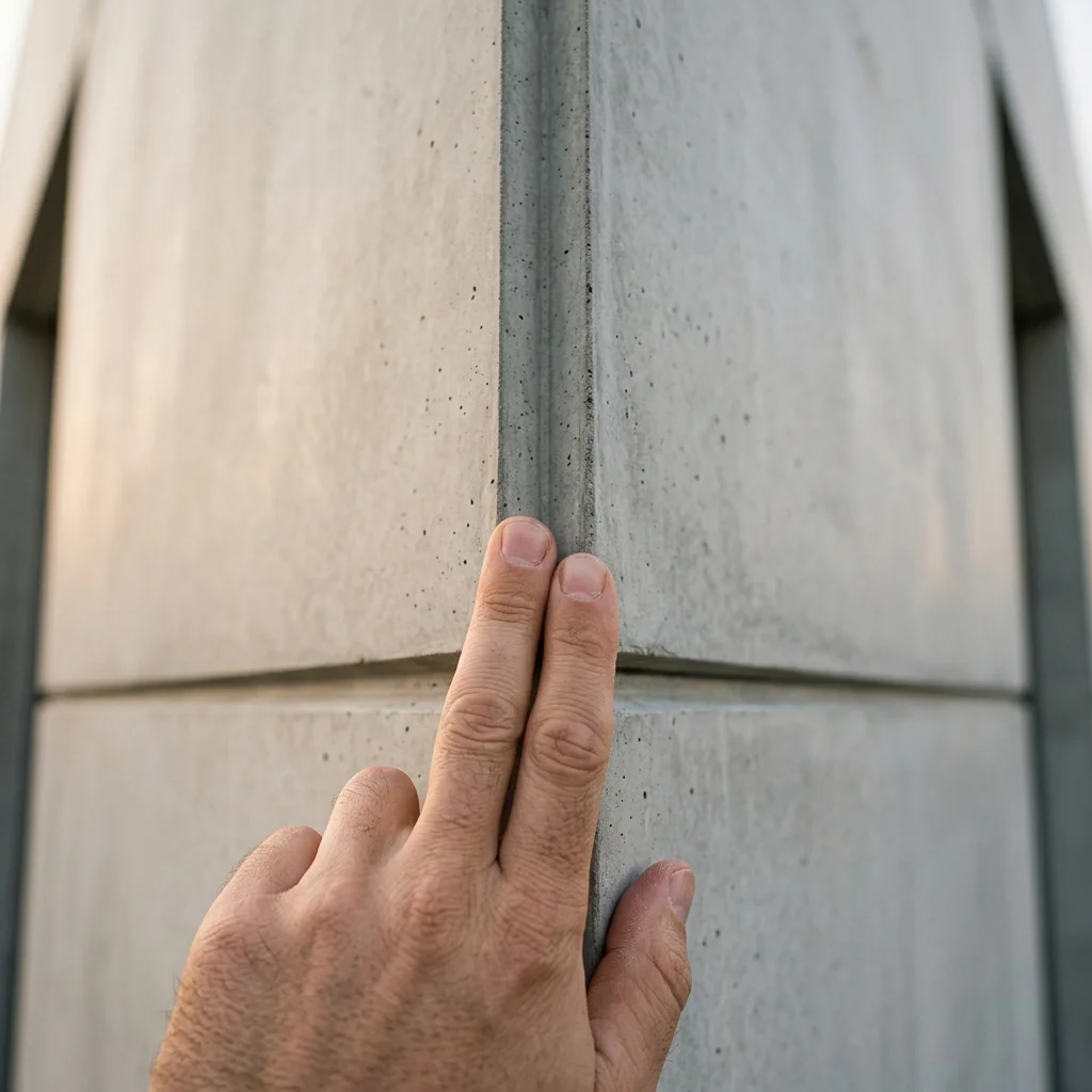 Hand on a GOGER panel, engineered material at human scale